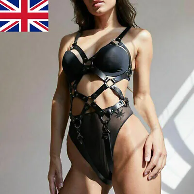 £12.62 • Buy Women Full Body Harness PU Leather Bondage Belts SM Lingerie Garter Bra Strap