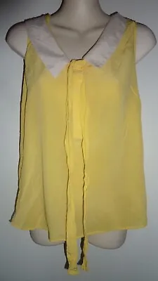 $10 • Buy MASSIMO DUTTI 100% Silk Cute Yellow Top Size S / 10