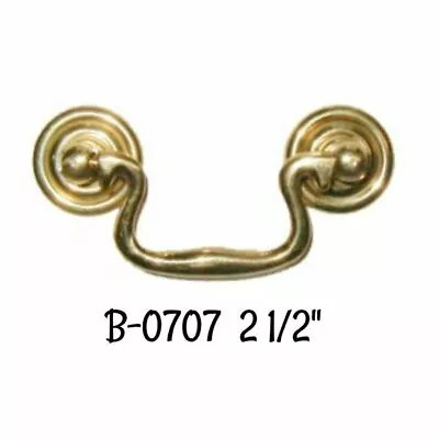 Queen Ann Style Bail Pull 2 1/2  Centers Polished Brass Furniture Antique Style • $8.62