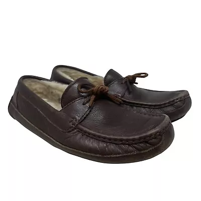 UGG Byron 5161 Mens 10 Moccasin Driving Loafer Slippers Brown Leather Sheepskin • $30.28