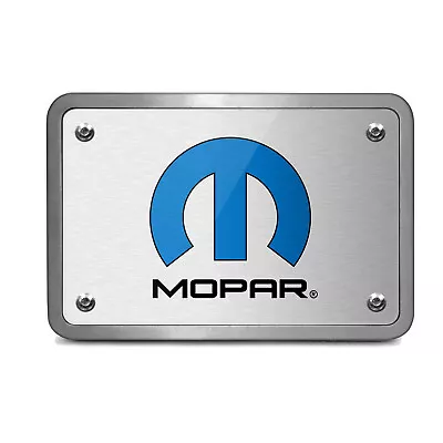 Mopar Logo UV Graphic Brushed Silver Billet Aluminum 2  X 2  Inch Hitch Cover • $57.99