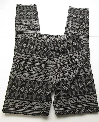 Cotton On Full Length Pant Knit Legging Holiday Winter Gray/Black Print~ W ~XS • $9.95