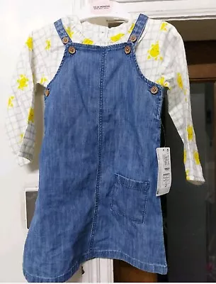 Marks & Spencer Baby Girl Outfit Shirt And Denim Dress Size 18-24 Months BNWT  • £11.99