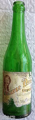 1940s VIRGINIA DARE GINGER ALE BOTTLE GREEN PAPER LABEL VINTAGE • $24.99