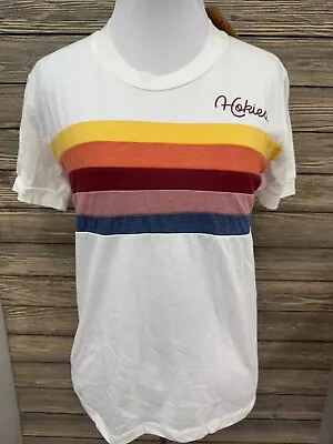 NWT Camp Collection Virgina Tech Hokies Rainbow Striped White Small NCAA Shirt • $14.99