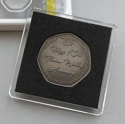 Happy 10th Titanium Wedding Anniversary - Commemorative Coin/Gift/Present/Tin • £8.99