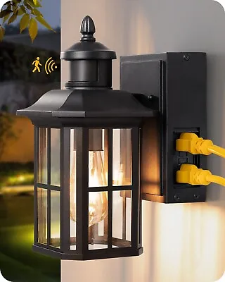 EDISHINE Porch Light With GFCI Outlet Dusk To Dawn Motion Sensor Wall Light • $59.99