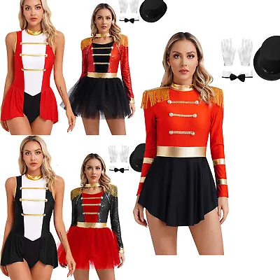 Womens Ringmaster Outfit Circus Vintage Tutu Dress Stage Bodysuit Lion Cosplay • $24.88