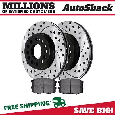 $69.45 • Buy Rear Drilled Slotted Brake Rotors Black & Pads For Toyota 4Runner FJ Cruiser V6