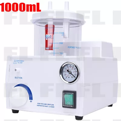 1000mL Portable Phlegm Suction Unit Emergency Medical Vacuum Aspirator Machine • $131.10