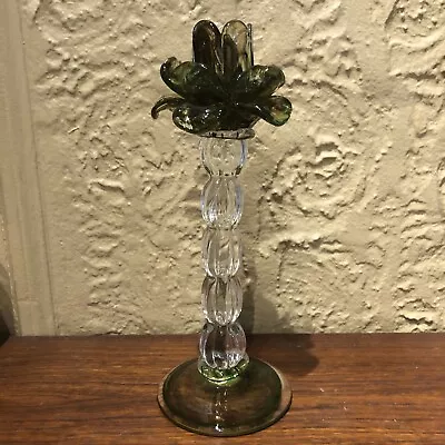 Vintage Venetian Hand Blown Floriform Candlestick Candle Holder • $50