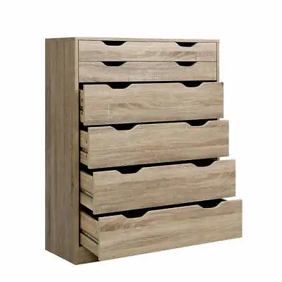 $179.01 • Buy Artiss 6 Chest Of Drawers Tallboy Dresser Table Storage Cabinet Oak Bedroom