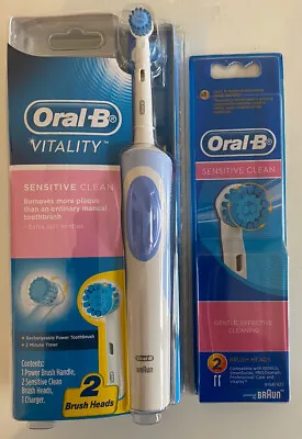 $42.95 • Buy Oral-B Vitality Sensitive Clean Electric Toothbrush + 2 Replacement Heads