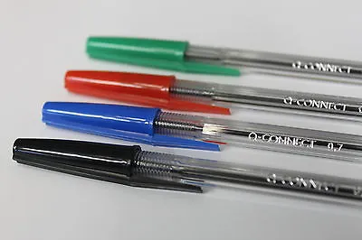 Q-connect Quality 'medium Ballpoint Pens' In Black Blue Red Green Or Assorted • £4.99