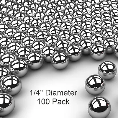 100 1/4  Inch G25 Precision Chromium Chrome Steel Bearing Balls AISI 52100 • $8.10