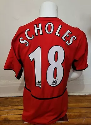 Nike S 2002-03 Man United Home Soccer Football Jersey #18 Scholes Player Spec • $115.89