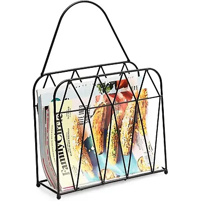 Juvale Wall Mounted Magazine Rack - Hanging Mail And Document Organizer Black • $21.89