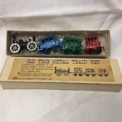 ADORABLE MINIATURE METAL TRAIN SET Original Box Made In Japan • $20