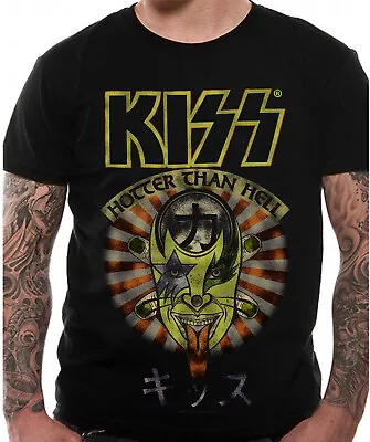 KISS Hotter Than Hell T Shirt OFFICIAL Gene Simmons Paul Stanley Glam Rock NEW • £11.99