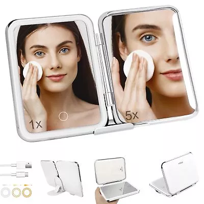 Travel Makeup Mirror Desk Mirror With Light 5X Magnifying Mirror With Auto-... • $36.71