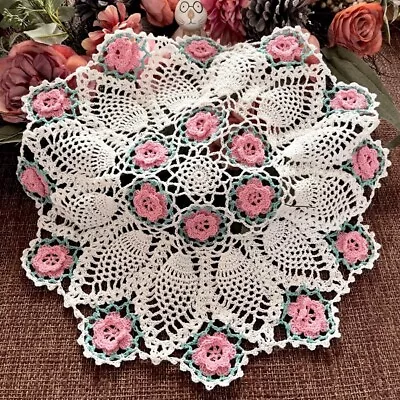 17  Vintage Hand Crochet Lace Doily Round Table Cover Mats Flower Tablecloth • $13.29