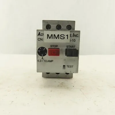 Advance Controls MMS-10 3Ph 600V 7-1/2Hp Manual Motor Starter 6.3-10A Overload • $9.83