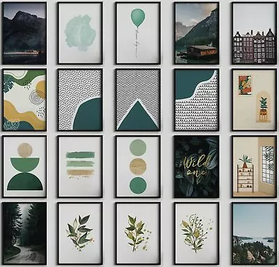 £3.49 • Buy Green Themed Framed Wall Art Living Room Prints Forest Botanical Style Posters