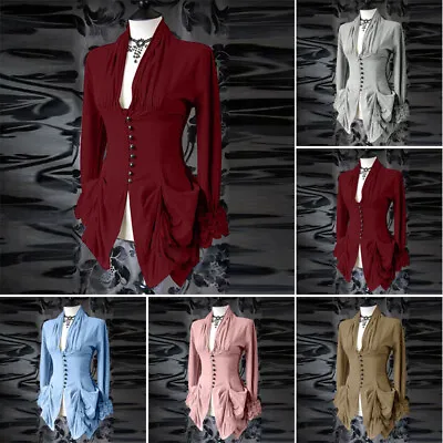 Women's Long Sleeve Gothic Victorian Tops Ruffle Blouse Fashion Steampunk Shirt • $31.99