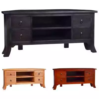 Solid Mahogany Wood TV Cabinet Wooden Hifi Media Unit Multi Colours VidaXL • £157.99