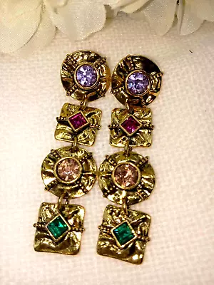 Vintage Mogul Earrings W/austrian Crystals Accents • $15.99