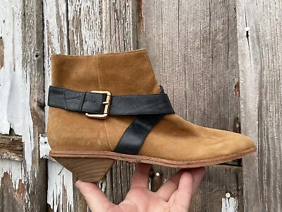 Matt Bernson Size 8 St. Jeunet Bootie Suede Strappy Leather Cone Short Heel NEW • $50