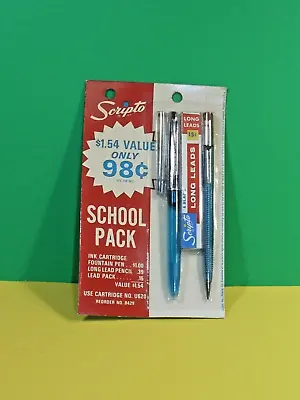 Vintage Lot-SCRIPTO School Pack-Blue Mechanical Pencil And Blue Cartridge Pen • $85