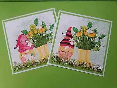 £1.10 • Buy 2 Cute Spring Flower Gnomes Card Toppers Birthday Tulips Daisy Exclusive Easter