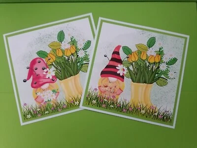 £1.10 • Buy 2 Cute Spring Flower Gnomes Card Toppers Birthday Tulips Daisy Exclusive Easter