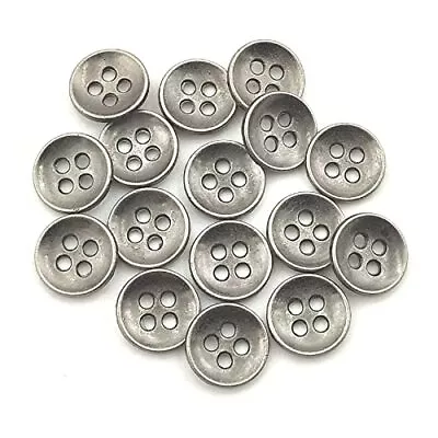 15pcs Metal Buttons 4 Hole Gray Silver Color Vintage Round Buttons For Jacket... • $19.89