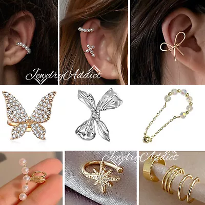 FASHION PEARL GEM Y2K Ear Cuff Ring Clip On Non Piercing Fake Helix Hoop Earring • $4.50