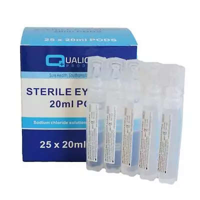 Sterile Saline 20ml Pods Eye Wash & Wound Solution First Aid Kit Refills • £19.99