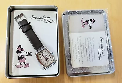  New Steamboat Willie  Mickey  Wrist Watch  ©disney-fsc#32099- Tin & Box • $39