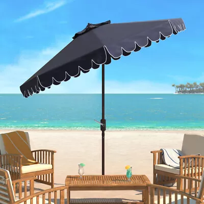 SAFAVIEH Outdoor Collection Venice Single Scallop 9-Foot Tilt Umbrella • $148.99