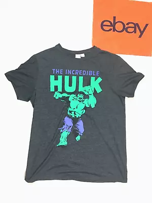 The Incredible Hulk T-Shirt Size L Grey Shirt Sleeve Primark Marvel Comic Book • £8.99