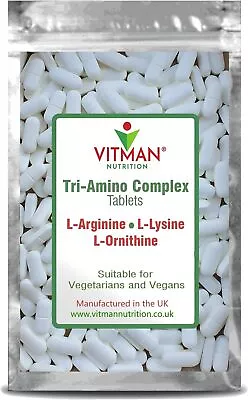 L-Arginine L-Lysine L-Ornithine - Synergistic Amino Acid Complex 1000mg Tablets • £14.21