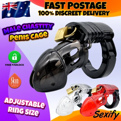 Male Chastity Device Cock Penis Cage Kit Fetish BDSM Bondage Restraint Sex Toy • $26.95
