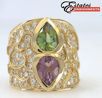 Marina B Tourmaline Diamond 18k Yellow Gold Ring • $5895