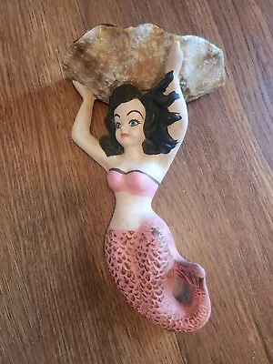 Vintage MCM Pink Mermaid Wall Hanging Soap Dish Rare Kitsch • $49.99