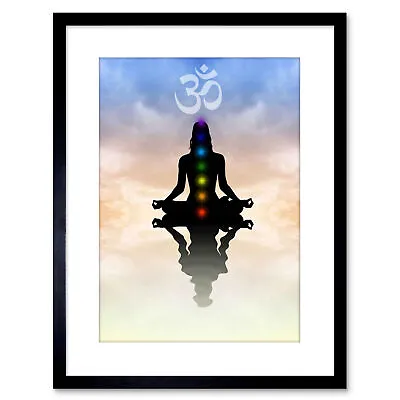 Painting Illustration Buddhist Lotus Chakras Peace Symbol Framed Print 9x7 Inch • £15.99