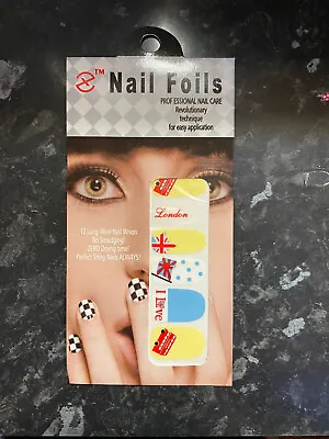 Pack Of 12 London Uk England Union Jack Queen Nail Foils Platinum Kids Adults • £2.95