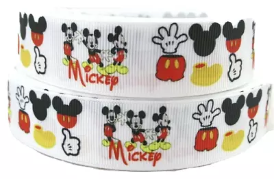 1  2 YARDS Mickey Mouse Grosgrain Ribbon Gift Bow Hair Bow Crafts Cards Scrapbks • $6.64