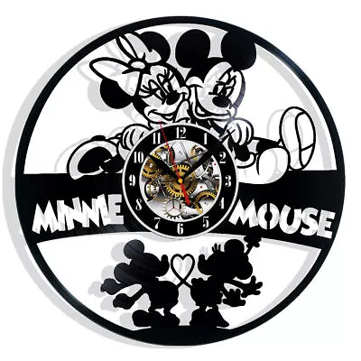 Minnie Mouse Mickey Mouse Vinyl Wall Clock Gift Birthday Holiday Art Home Decor • £16.38