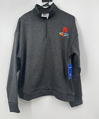 Playstation Games Gamer Pullover Fleece Sweatshirt Sweater Large L 1/4 Zip • $28