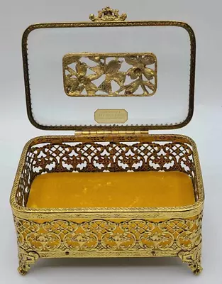 VTG Matson 24K Gold Plated Guaranteed Non-Tarnishable Jewelry Box Bird Flowers • $60